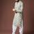 Greenish blue color blended linen fabric designer printed festive wear men's kurta payjama