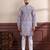 Lavender color ethnic woven patta with digital printed ceremonial kurta payjama for men's