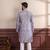 Lavender color ethnic woven patta with digital printed ceremonial kurta payjama for men's