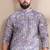 Lavender color ethnic woven patta with digital printed ceremonial kurta payjama for men's