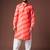 Orange color blended linen fabric designer printed festive wear men's kurta payjama