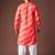 Orange color blended linen fabric designer printed festive wear men's kurta payjama