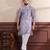 Lavender color ethnic woven patta with digital printed ceremonial kurta payjama for men's