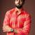 Orange color blended linen fabric designer printed festive wear men's kurta payjama