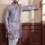Lavender color ethnic woven patta with digital printed ceremonial kurta payjama for men's