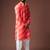 Orange color blended linen fabric designer printed festive wear men's kurta payjama