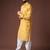 Yellow color blended linen fabric designer printed festive wear men's kurta payjama