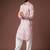 Pink color blended linen designer printed stylish kurta payjama for mens'