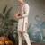Ivory color viscose silk fabric designer embroidered kurta for mens