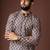 Black color blended linen designer printed stylish kurta payjama for mens'