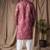 Mauve color blended linen designer printed stylish kurta payjama for mens'