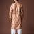 Orangish brown color blended linen designer printed stylish kurta payjama for mens'