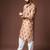 Orangish brown color blended linen designer printed stylish kurta payjama for mens'