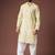Mustard color blended linen fabric designer printed festive wear men's kurta payjama