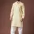 Mustard color blended linen fabric printed festive wear men's kurta payjama