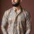 Grey color blended linen designer printed stylish kurta payjama for mens'