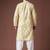Mustard color blended linen fabric designer printed festive wear men's kurta payjama