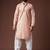 Peach color blended linen fabric designer printed festive wear men's kurta payjama