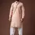 Peach color blended linen fabric printed festive wear men's kurta payjama