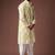 Mustard color blended linen fabric designer printed festive wear men's kurta payjama