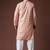 Peach color blended linen fabric designer printed festive wear men's kurta payjama