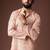 Peach color blended linen fabric designer printed festive wear men's kurta payjama