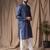 Blue color blended linen designer printed stylish kurta payjama for mens'