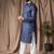 Blue color blended linen designer printed stylish kurta payjama for mens'