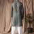 Mehandi green color blended linen designer printed stylish kurta payjama for mens'