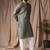 Mehandi green color blended linen designer printed stylish kurta payjama for mens'