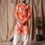 Orange color blended linen designer printed stylish kurta payjama for mens'