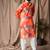 Orange color blended linen designer printed stylish kurta payjama for mens'