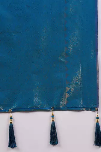 Riva enterprise women's elegant golden zari woven kanjivaram silk saree with matching blouse