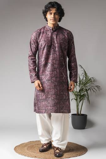 Purple color viscose fabric designer ceremonial kurta payjama for men's