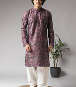 Purple color viscose fabric designer ceremonial kurta payjama for men's