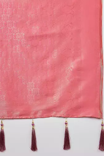Riva enterprise women's elegant golden zari woven kanjivaram silk saree with matching blouse