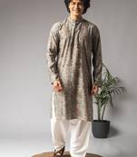 Ash Grey color modal silk fabric designer ceremonial kurta payjama for men's