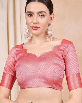 Riva enterprise women's elegant golden zari woven kanjivaram silk saree with matching blouse 5