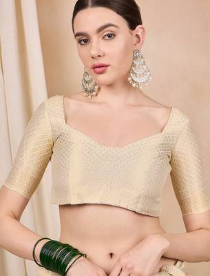 Riva enterprise women's elegant golden zari woven kanjivaram silk saree with matching blouse 5