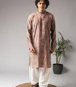 Pink color modal silk fabric designer ceremonial kurta payjama for men's