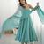 Aqua blue designer party wear crunchy silk anarkali suit with swarovski work, pants & dupatta