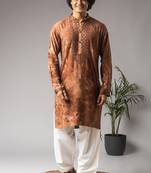 Reddish brown color rayon fabric designer ceremonial kurta payjama for men's