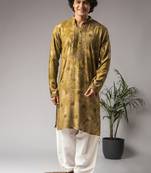 Tie dye green color rayon fabric designer ceremonial kurta payjama for men's