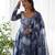 Navy blue designer party wear marble print organza silk anarkali suit with pants & dupatta