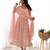 Light pink floral print heavy organza chiffon fully stitched anarkali style suit with pants & dupatta