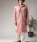 Pink color super silk fabric ceremonial kurta payjama for men's