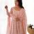 Light pink floral print heavy organza chiffon fully stitched anarkali style suit with pants & dupatta