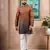 Brown-blue color beautiful festive special kurta payjama for men's