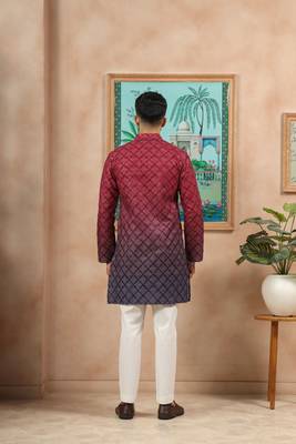 Maroon-blue color beautiful festive special kurta payjama for men's 2
