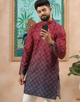 Maroon-blue color beautiful festive special kurta payjama for men's 3